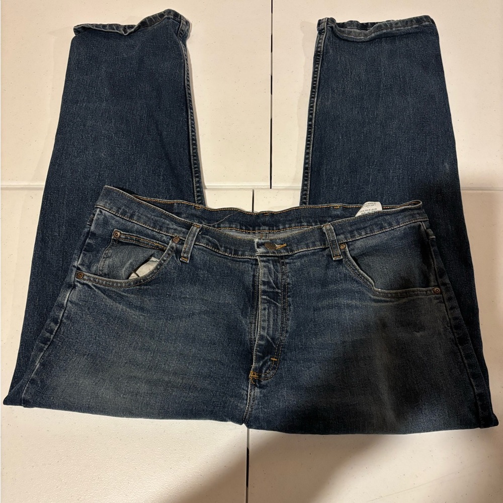 Wrangler Regular Fit Straight Leg Blue Denim Jeans Men’s Size 38x29